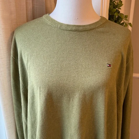 Tommy Hilfiger Crewneck Sweater Mens XXL Green Cotton Flag Logo - Picture 3 of 8